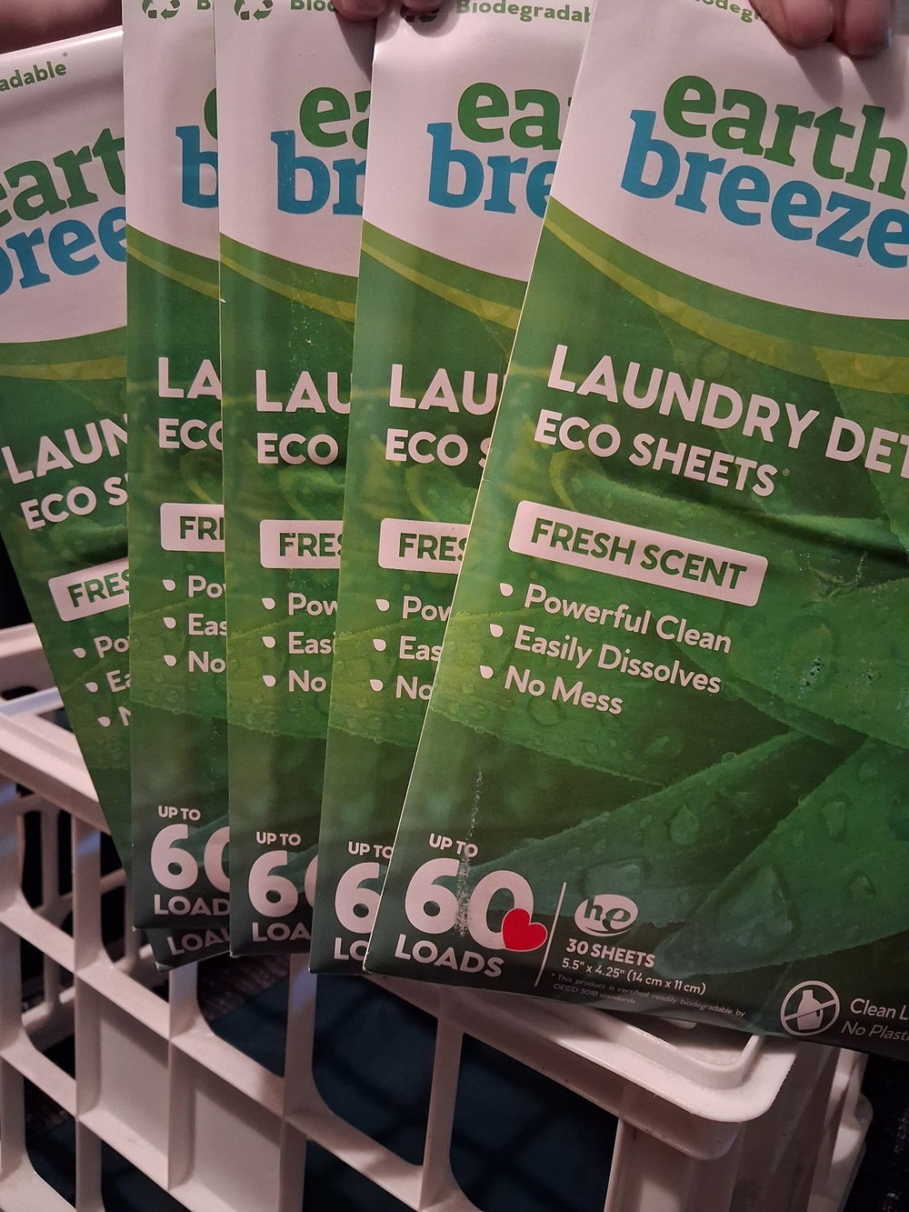 Earth Breeze Laundry Detergent Eco Sheets - Fresh Scent (Green) 5 Packs